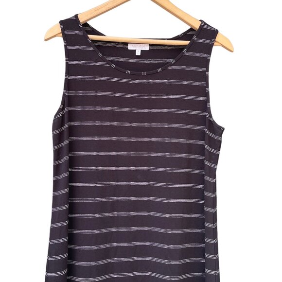 Habitat Maxi Dress Core Travel Knit Tank Womens Size M Black Stripe Long Preppy - Picture 2 of 8